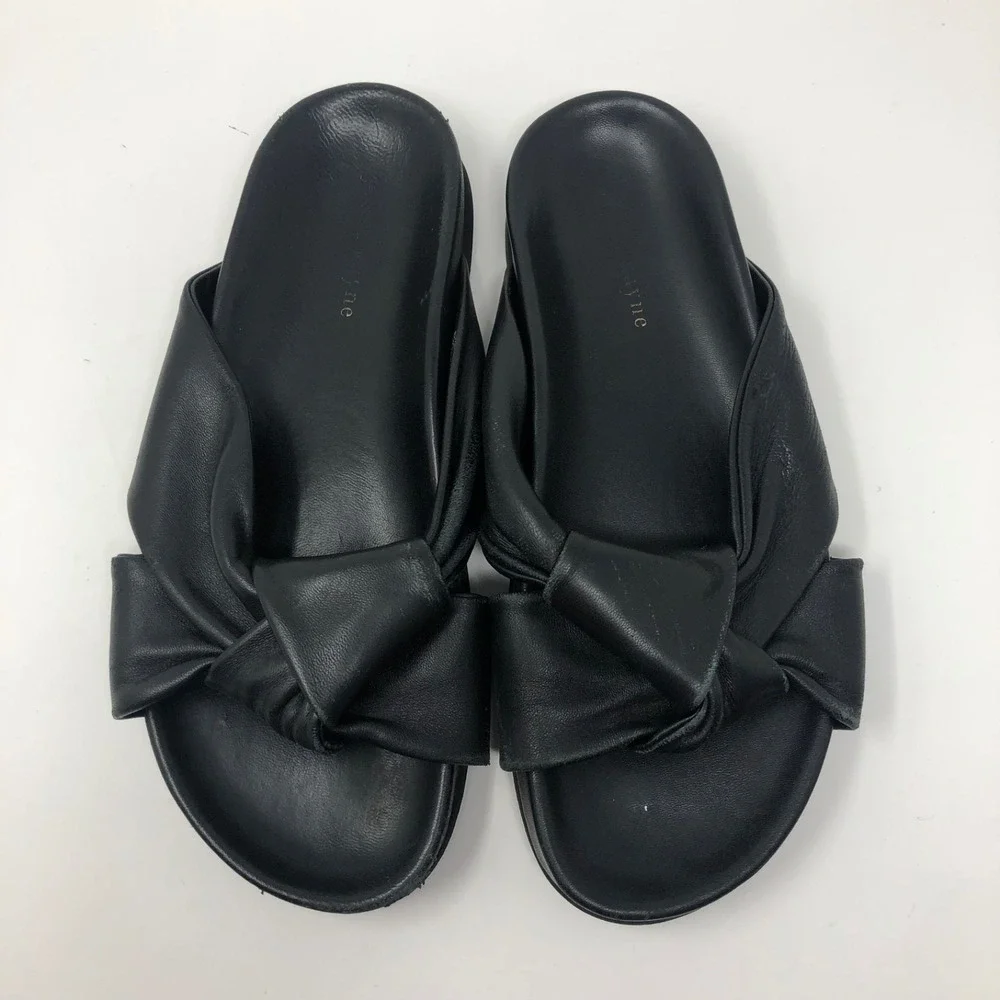 Jenni Kayne Leather Knot Sandal Womens 41 US 10.5 Black Chunky Romantic Boho